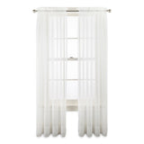 Liz Claiborne Lisette Rod Pocket Sheer Single Curtain Panel Bright White 60x108
