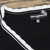 Karl Lagerfeld Paris Womens Lace-Trim Sweater Tank Top Black Soft White XL