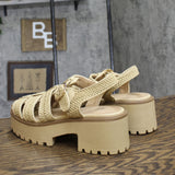 Wild Fable Womens Elide Raffia Fisherman Platform Heels 92611257 Tan Brown 9.5M