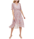 Tommy Hilfiger Quarter Sleeve Surplice Midi Dress Ivory Red / Grenadine 4