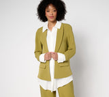By Stacy London Womens Crepe Blazer Attached Long Sleeve Collared Shirt Moss L
