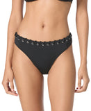 Michael Michael Kors Womens High Leg Bikini Swim Bottom MM04913 Black L