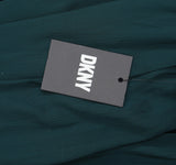 DKNY Chiffon Balloon-Sleeve Faux Wrap Side Slit Maxi Dress Forest Green 8
