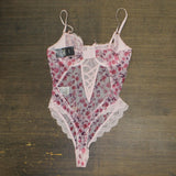 Inc International Concepts Womens Floral Mesh Thong Bodysuit Falling Roses L