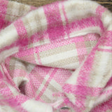 Womens Cropped Snap Front Long Sleeve Coat Jacket Pink Plaid See Measurements