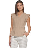 Tommy Hilfiger Women's Crinkled Ruffled Smocked Blouse H24TG54A