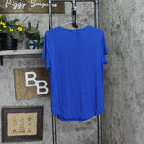 JM Collection Womens Short Sleeve Flowy Shirt Top 16776e49385cf1 Blue L