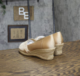 Easy Street Womens Jasper Wedge Sandal JASPR Natural Thai Silk Brown 8W