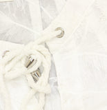 Skye's The Limit Textured Leaf Woven Blouse with Tie Neck White 2X