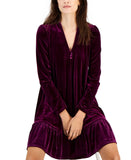 Taylor Women's V-Neck Long-Sleeve Trapeze Velvet Dress 2993M Purple 16