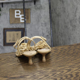 A New Day Womens Esme Floral Crochet Kitten Heels 92979007 Tan Brown 7.5M