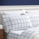 Nautica Cotton Percale 4-Piece Windowpane Sheet Set Plot Blue / White Full