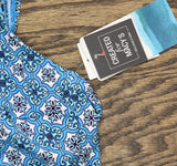 Swim Solutions Womens Printed Tummy-Control Tankini Swim Top 807104 Tile Blue 8