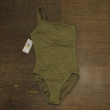 Michael by Michael Kors Womens Crochet One Shoulder One Piece Safari Green 4