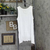 Pink Rose Juniors Side-Slit Handkerchief-Hem Tank Top White L