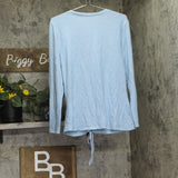 INC International Concepts Lurex Knit Ruched Long Sleeve Shirt Top Light Blue XL