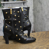 I.n.c. International Concepts Faux Leather Dress Ankle Boots Black / Gold 5.5M