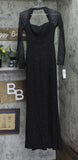 City Studios Juniors Square-Neck Side-Slit Long Sleeve Gown Dress Black 5/6