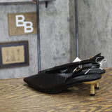 A New Day Samantha Slingback Kitten Heels Pointed Toe 94462812 Black / Gold 7.5M