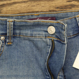 Gloria Vanderbilt Slim Boot Cut High Rise Crop Jeans Banaba Blue Hem Stones 8