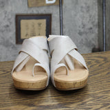 Journee Collection Rayna Tru Comfort Foam Wedge Heel Slip On Sandals Stone 6.5M