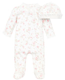 Little Me Baby Girls Coverall with Matching Hat Ivory Rose Off White 3 Months