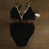 Bar III Womens In My Skin Ring One-Piece Swimsuit Natural Black Multi L