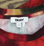 DKNY Womens Abstract-Print T-Shirt Logo P5EHXWNA June Brush Stroke Red Multi XS