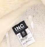 INC International Concepts Fringe Faux Fur Collar Topper Poncho Ivory Off White