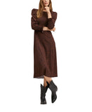 Mango Slitted Smocked Printed Balloon Sleeve Sheath Dress Black / Brown Multi 16