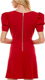 Speechless Womens Square Neck Puff Sleeves Fit & Flare Dress JA41861DNE Red XL