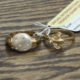 Statement Bee Rhinestone Faux Pearl Set of 2 Rings Gold / Off White 8