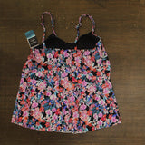 Swim Solutions Pleated Tankini Swim Top 806836 Black Multi 14