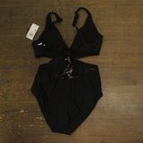 Bar III Womens Tell Me About It Studded One Piece Swimsuit Black / Siver M