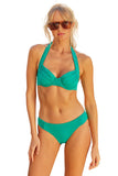 Becca Womens Shirred Underwire Bikini Top Swim 853557 Peacock Blue Green M