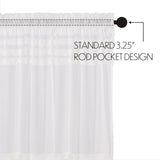 VHC Brands Panel Pair Rod Pocket Ruched Window Curtain Soft White 36x63