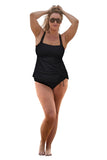 Becca Bandeau Tankini Swim Top with Tie-Back 6543557 Black 2X
