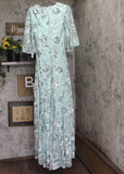 Jovani  Womens Embellished V Neck 3/4 Open Sleeve Formal Dress Gown Mint Green 6