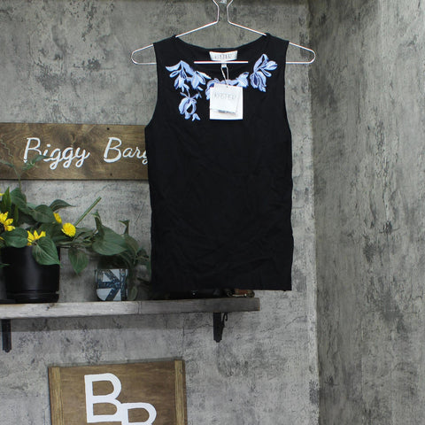 Kasper Womens Sleeveless Embroidered Sleeveless Top 10924833 Black XS