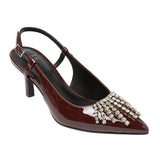 A New Day Serafina Rhinestone Strap Heels 94661786 Burgundy Red 9M