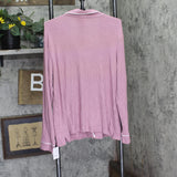 Auden Cozy Ribbed Notch Collar Long Sleeve Pajama Top 94437831 Pink XL