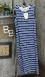 Roudelain Womens Printed Sleeveless Nightgown Knit EHJS362M Quartz Stripe Blue S
