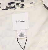 Calvin Klein Womens Printed Chiffon Faux-Wrap Cap-Sleeve Top Light Gray Print M