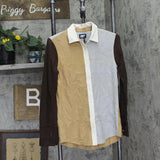 Lands' End Boyfriend Fit Long Sleeve Flannel Button Up Shirt Brown Multi XS