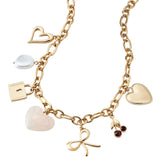 A New Day Chain Multi Lock Bow Cherry Charm Heart Necklace Gold Multi 16" + 3"