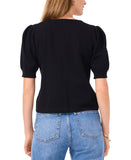 Sam and Jess Womens Short Puff-Sleeve Sweater TA93148041BS Black L