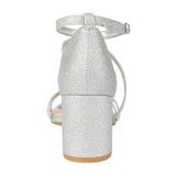 Journee Collection Womens Glittery Bella Strap Heels BELLA Silver Gray 8M