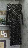 Tommy Hilfiger Fit Flare Waist Tie Printed Ruched-Waist Dress Black / Gold 14