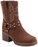 Sun + Stone Womens Norahh Moto Midshaft Booties Russet Microsuede Brown 8M