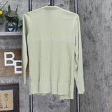 Exclusively Misook Womens Acrylic Knit Stretch Open Front Cardigan Green XS